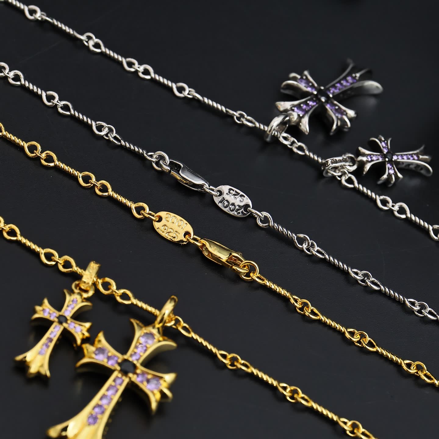 Chrome Hearts Silver and Gold Cross Pendant Necklace